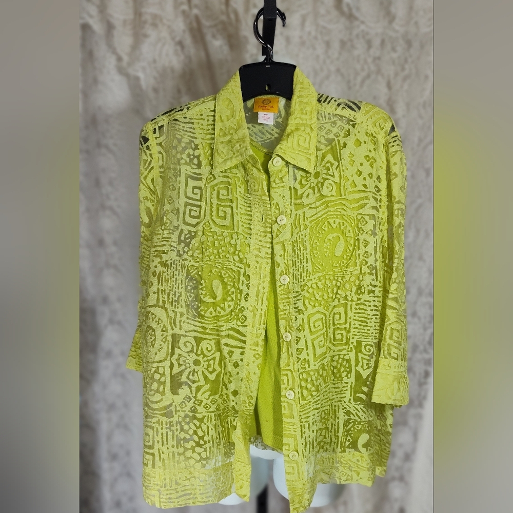 Ruby Rd. Vibrant Green Blouse Set NWOT
